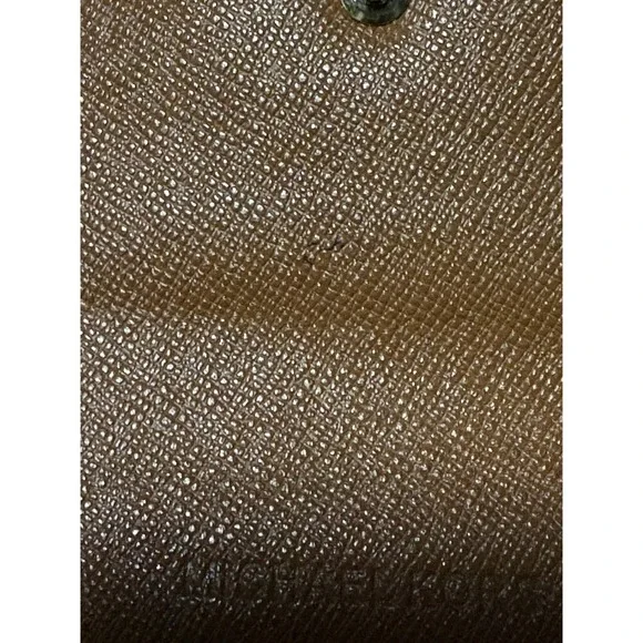 Michael Kors Saffiano Leather Tri-Fold Wallet Black Gold Snap - Picture 5 of 11